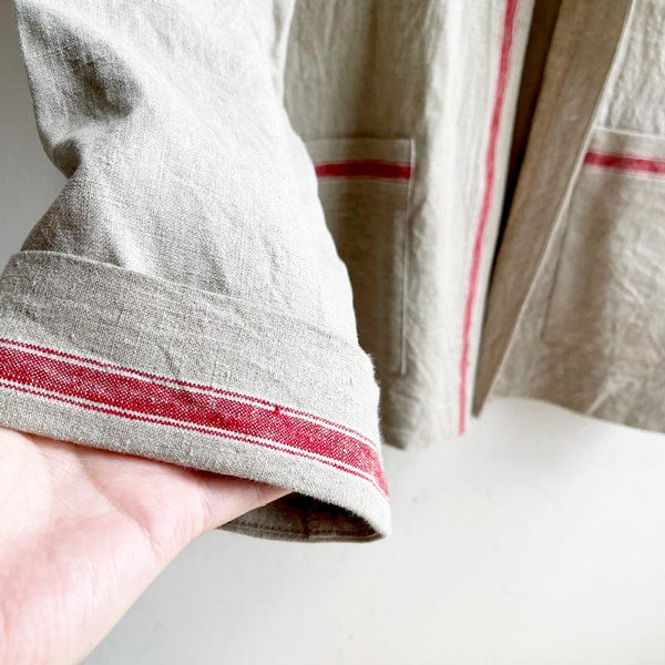 Foiled Linen Blend Short Sleeve Boxy Jacket