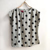 Dragstar Bateau Top Silver Grey Silk with Black Polka Dot