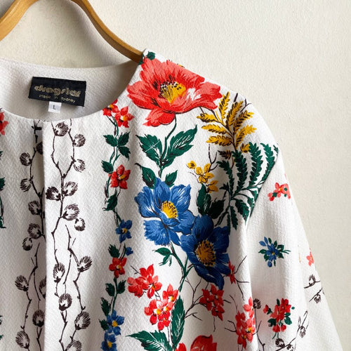 Dragstar Vintage Fabric Boxy Jacket No.8 Beautiful Floral on White