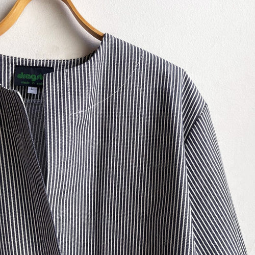 Dragstar Vintage Fabric Boxy Jacket No.6 Navy Pin Stripe - Large