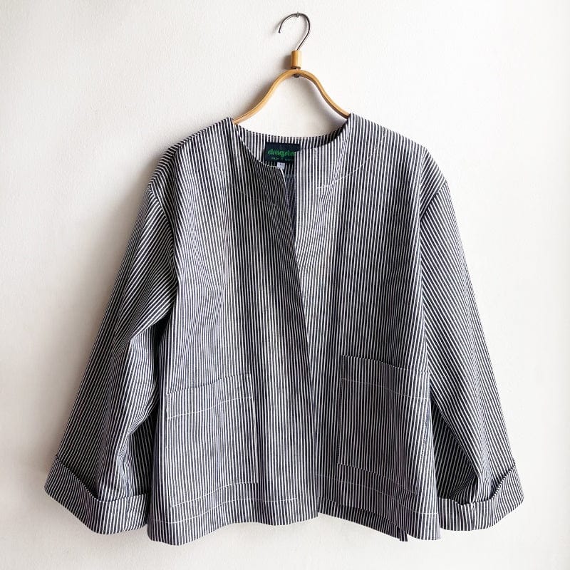 Dragstar Vintage Fabric Boxy Jacket No.6 Navy Pin Stripe - Large