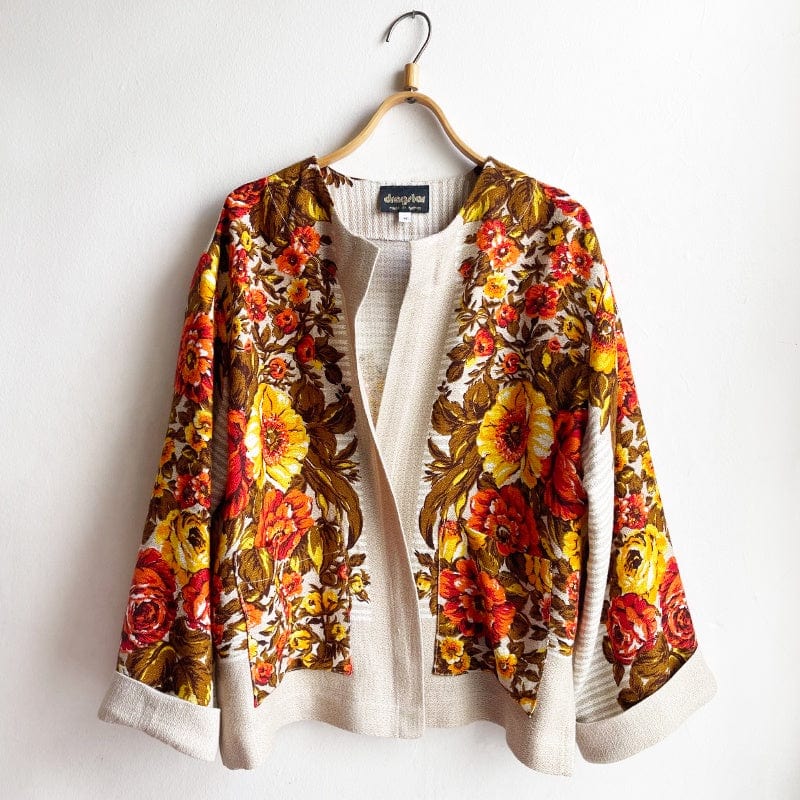 Dragstar Vintage Fabric Boxy Jacket Warm Florals on Soft Rayon