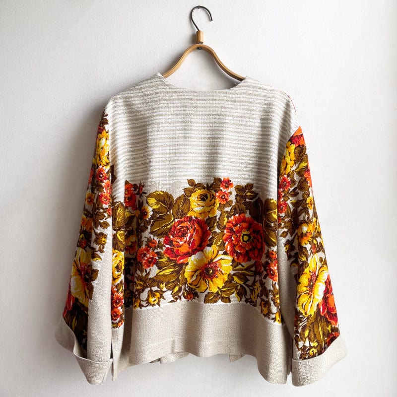 Dragstar Vintage Fabric Boxy Jacket Warm Florals on Soft Rayon