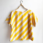 Right Box Top Natural Cotton w Yellow Print