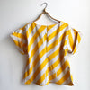 Right Box Top Natural Cotton w Yellow Print