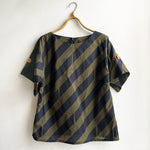 Right Box Top Khaki Cotton with Diagonal Print