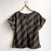 Right Box Top Khaki Cotton with Diagonal Print