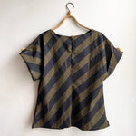 Right Box Top Khaki Cotton with Diagonal Print