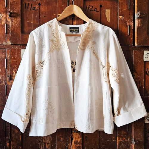 Dragstar Vintage Fabric Lace Insert Boxy Jacket Medium (One Off) Medium 4A