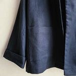 Boxy Jacket Textured Navy Cotton