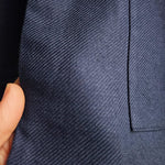 Boxy Jacket Textured Navy Cotton