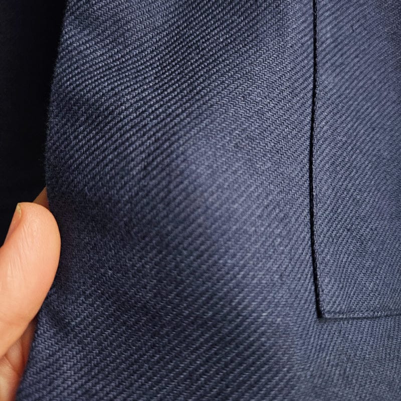 Boxy Jacket Textured Navy Cotton