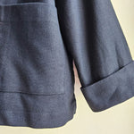 Boxy Jacket Textured Navy Cotton