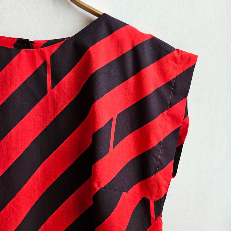 Dragstar Bateau Top Diagonal Printed Cotton Red