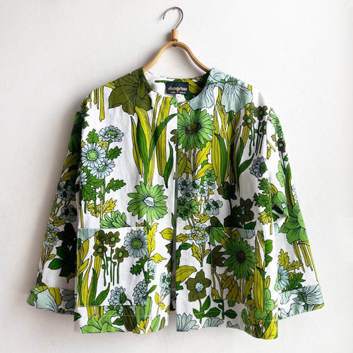 Dragstar Vintage Fabric Green Florist 70s Cotton Boxy Jacket