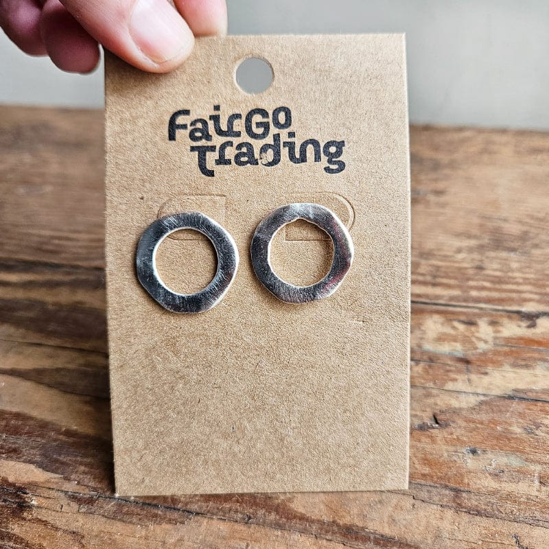 Organic Stud Earrings - Silver