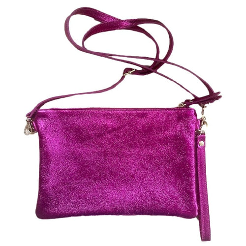 Maison Fanli Leather Crossbody/Clutch Bag - Metallic Fuchsia