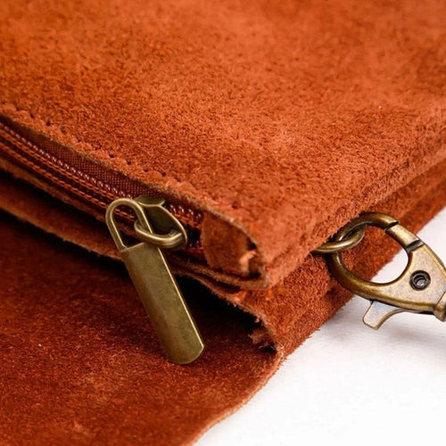 Maison Fanli Suede Crossbody/Clutch Bag - Dark Camel