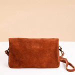 Maison Fanli Suede Crossbody/Clutch Bag - Dark Camel