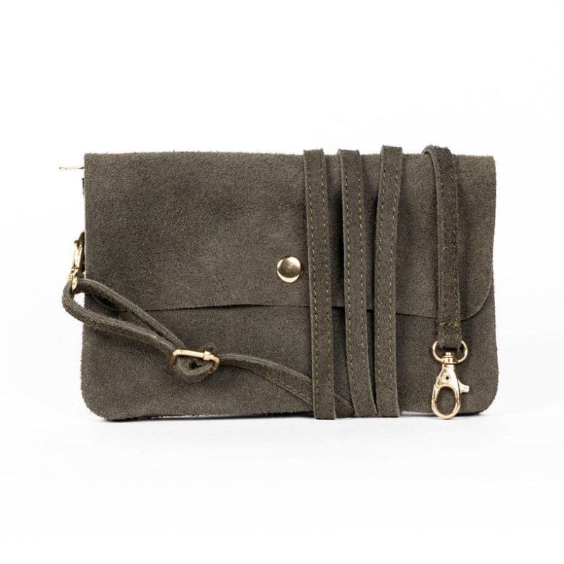 Maison Fanli Suede Crossbody/Clutch Bag - Khaki