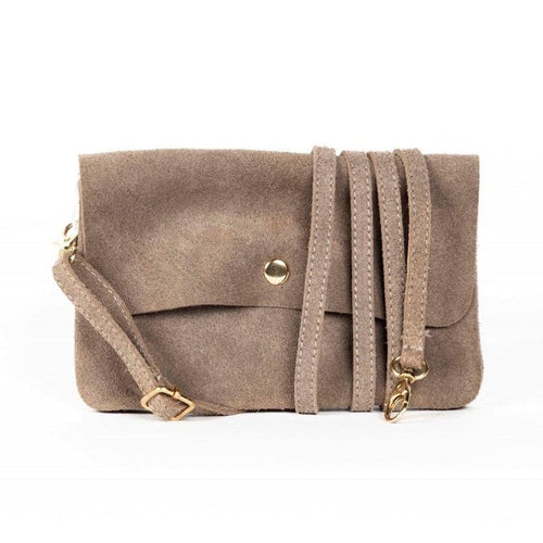 Maison Fanli Suede Crossbody/Clutch Bag - Taupe