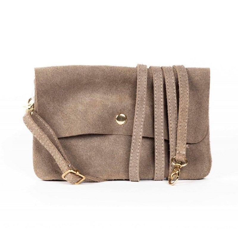 Maison Fanli Suede Crossbody/Clutch Bag - Taupe