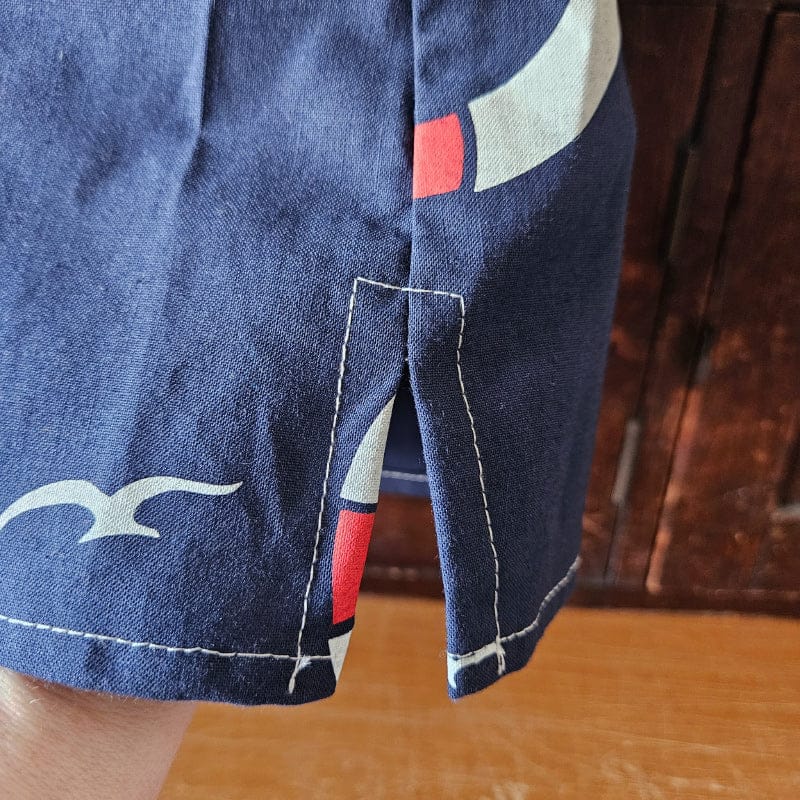 Katie Cropped Shirt Navy Cotton Boat Print