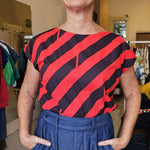 Dragstar Bateau Top Diagonal Printed Cotton Red