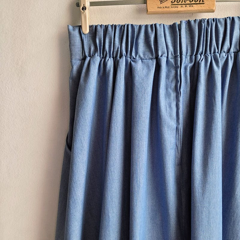 Dragstar Gathered Cotton Skirt - Light Blue