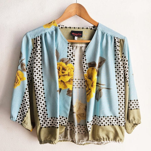 Bolero Blue/Yellow Rose and Polka Dot