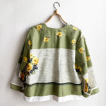 Dragstar Vintage Fabric Boxy Jacket No.3 Sage with Yellow Roses
