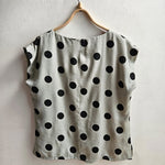 Dragstar Bateau Top Silver Grey Silk with Black Polka Dot