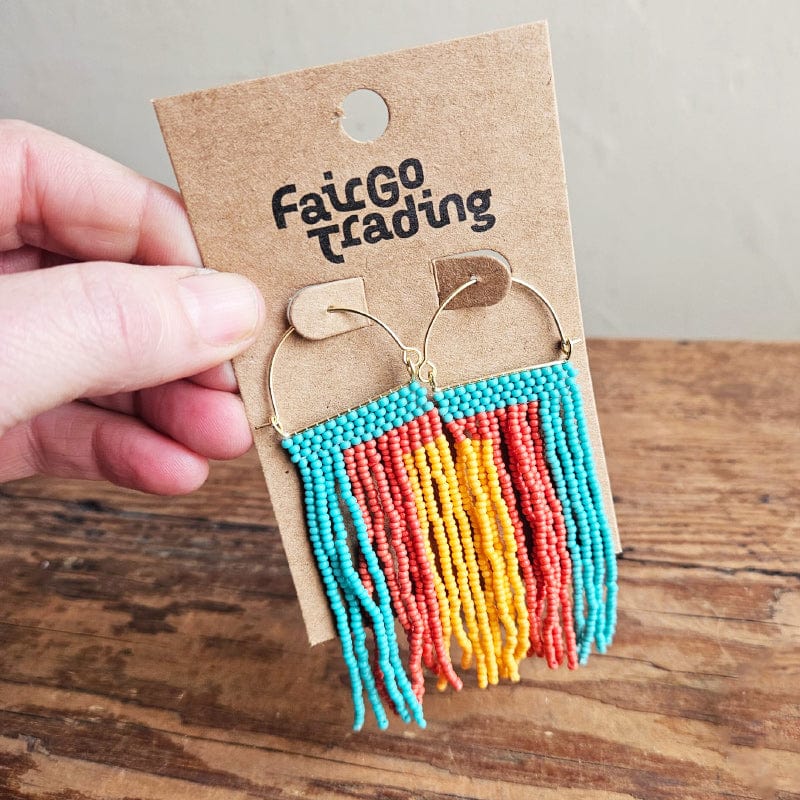 Bead Earrings - Aqua Sunset