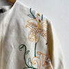 Vintage Fabric Boxy Jacket MEDIUM Deluxe Cream With Embroidered Lilies