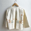 Vintage Fabric Boxy Jacket MEDIUM Deluxe Cream With Embroidered Lilies