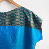 Two Tone Vintage Silk Top Small Ikat Teal 4