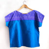 Two Tone Vintage Silk Top Large Ikat Blue 5