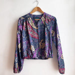 Long Sleeve Bolero Blue and Purple Paisley Cotton One Off