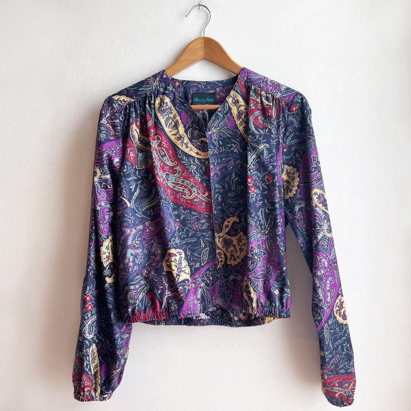 Long Sleeve Bolero Blue and Purple Paisley Cotton One Off