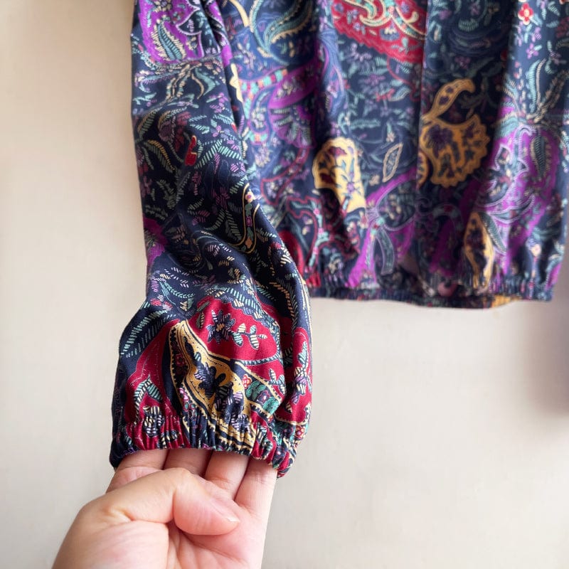 Long Sleeve Bolero Blue and Purple Paisley Cotton One Off