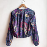 Long Sleeve Bolero Blue and Purple Paisley Cotton One Off