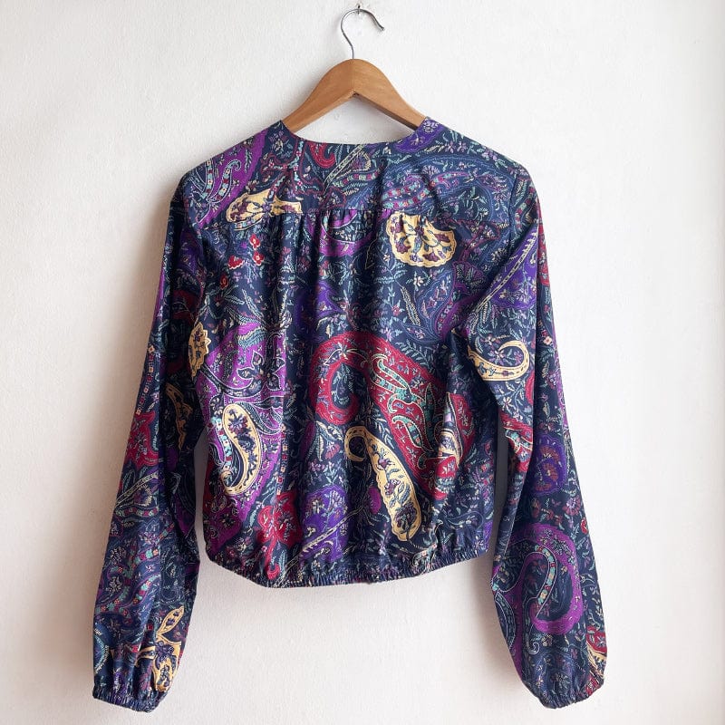 Long Sleeve Bolero Blue and Purple Paisley Cotton One Off