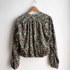 Long Sleeve Bolero 70s Velvet Green and Raspberry Floral