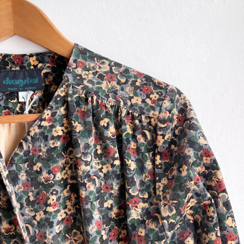 Long Sleeve Bolero 70s Velvet Sage and Rust Floral One Off