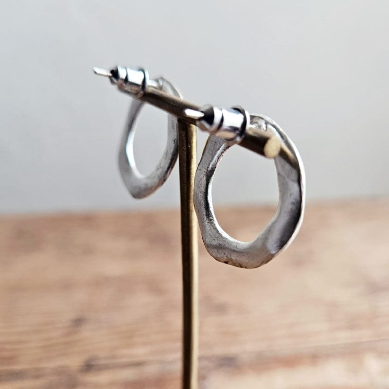 Organic Stud Earrings - Silver