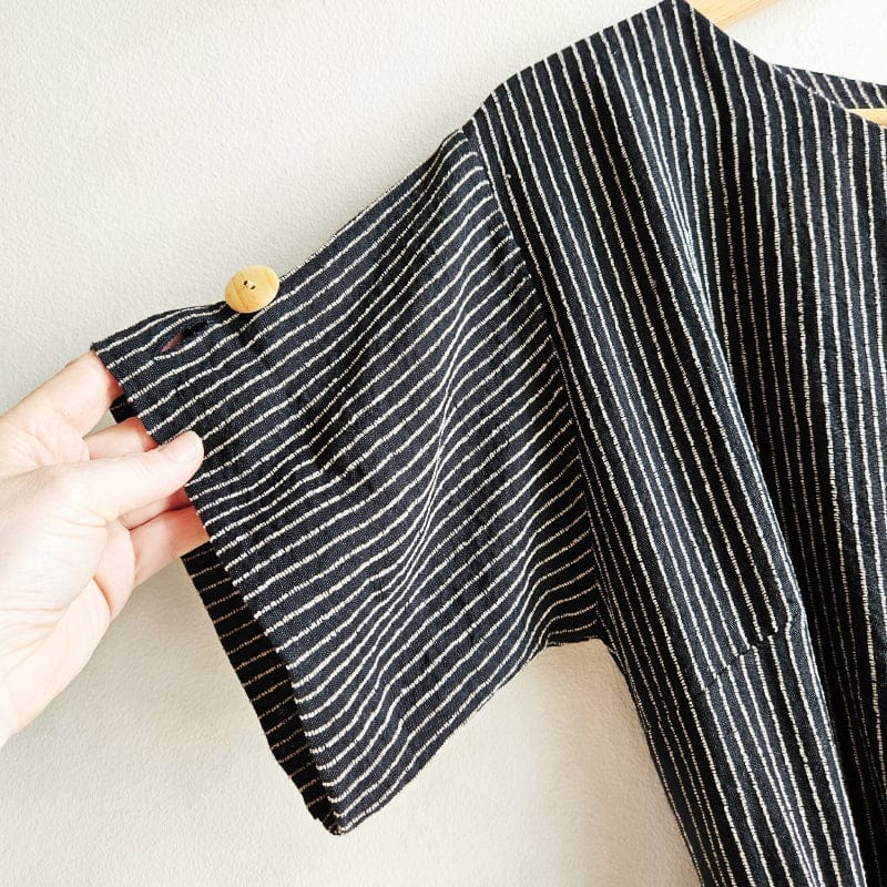 Favourite Dress Black with Textured Stripe