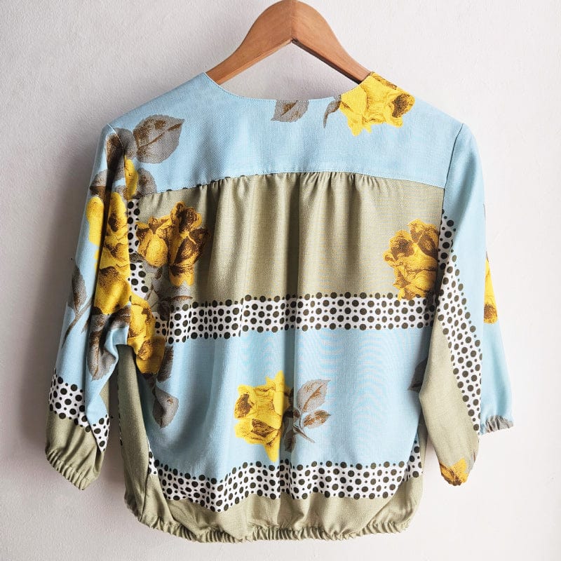 Bolero Blue/Yellow Rose and Polka Dot