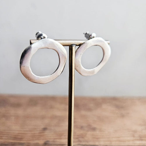 Organic Stud Earrings - Silver