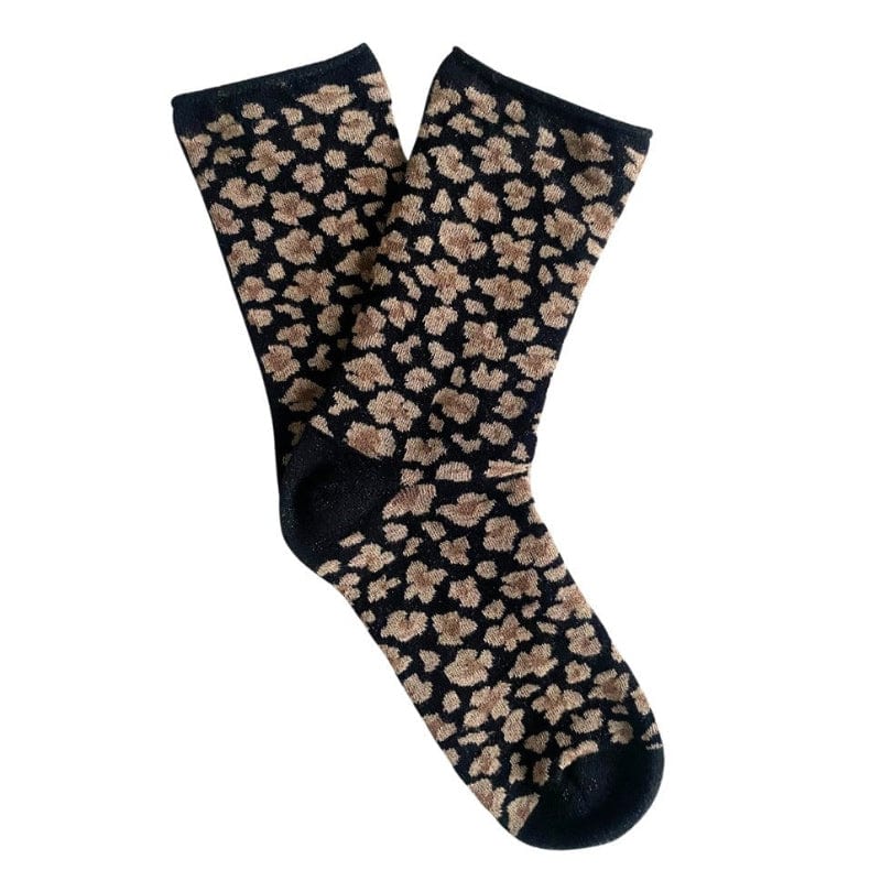 Klue Glitter Lurex Socks - Leopard Black