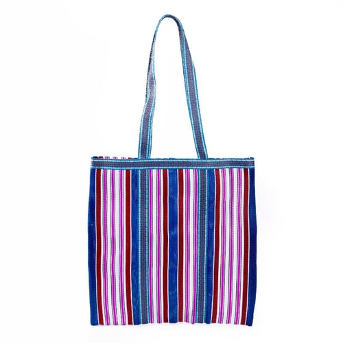 Recycled Plastic Tote Bag - Raspberry/Navy